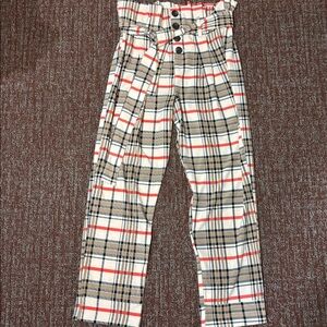 Like an Angel Plaid Trousers high waisted button front cinched waist relaxed xl